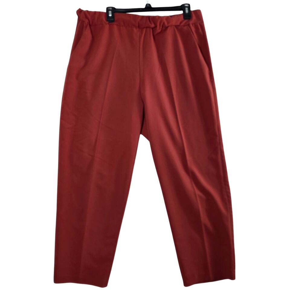 ASOS Pants Womens 12 Rust Red Elastic Waist Tapered Ankle Pull On Casual Preppy